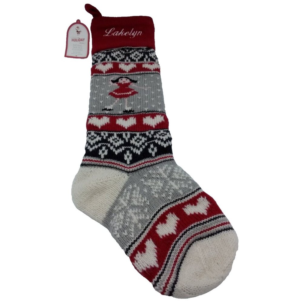 Pottery Barn Kids Lakelyn Natural Fair Isle Ice Skater Wool Stocking Christmas